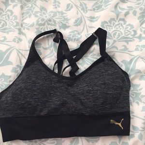 Black and grey puma sports bra
